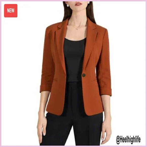 Lightweight 3/4 Sleeve Blazer for Office Work & Casual Wear